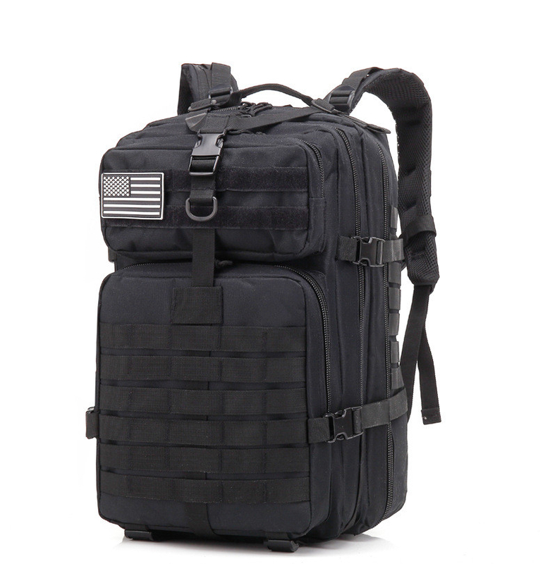 Oxford Black Tactical assault backpack 45L Molle System With Heavy Duty Zipper